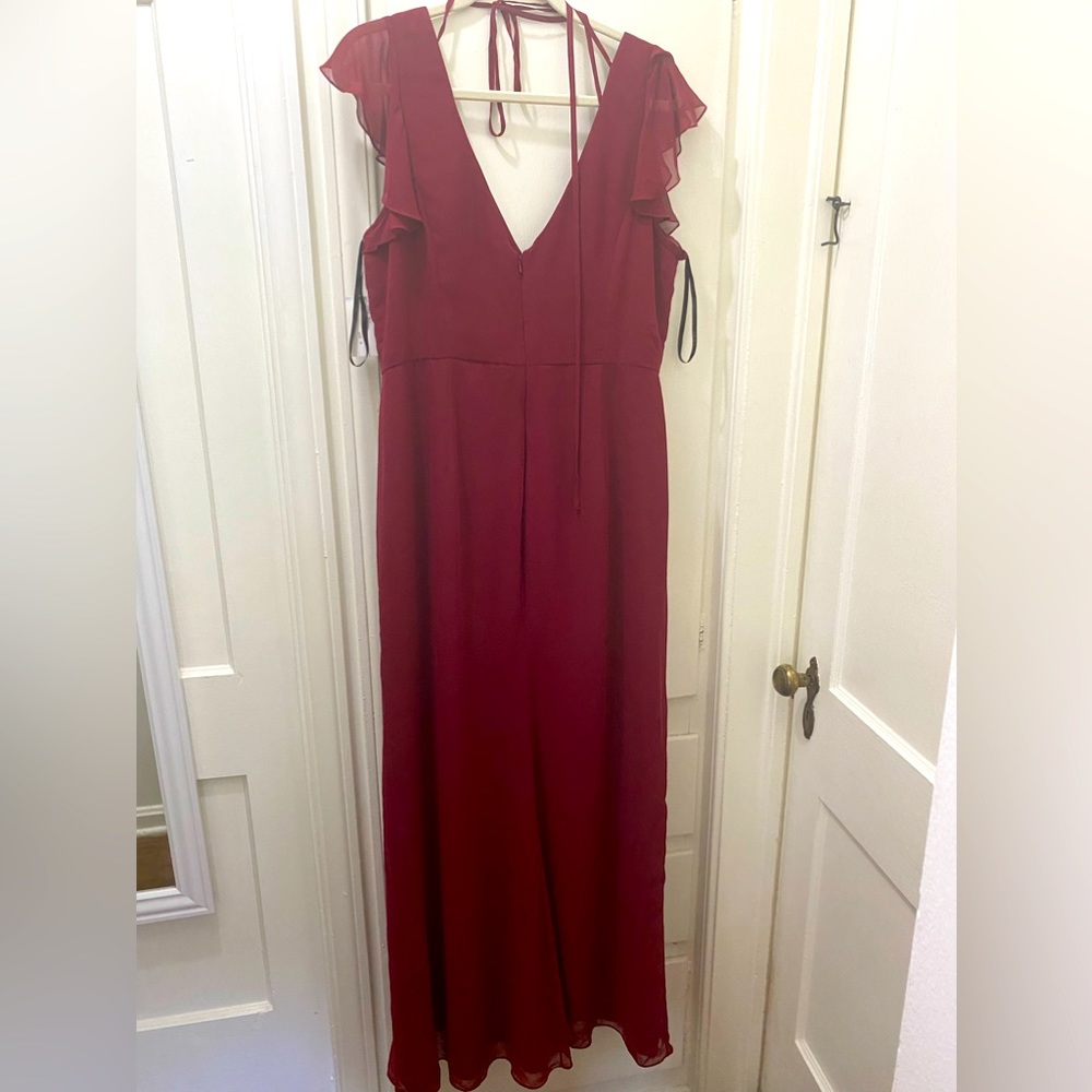 After Six Dessy Bridesmaid Dress 6810 Lux Chiffon Gown Burgundy 16 NWT
